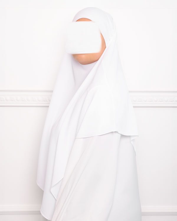 Khimar court en crêpe pointu khimar triangle khimar pas cher mon hijab pas cher blanc